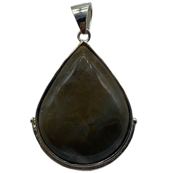 sterling silver Jewelry - Mexican Agate Gemstone Sterling Silver 925 Pendant 2in